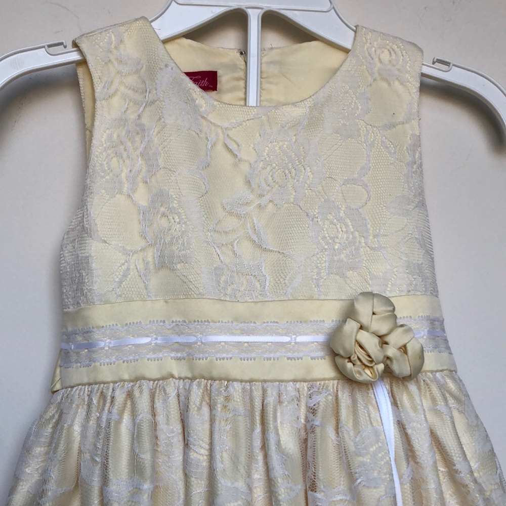 Princess Faith Pale Yellow lace Girls Formal Dress